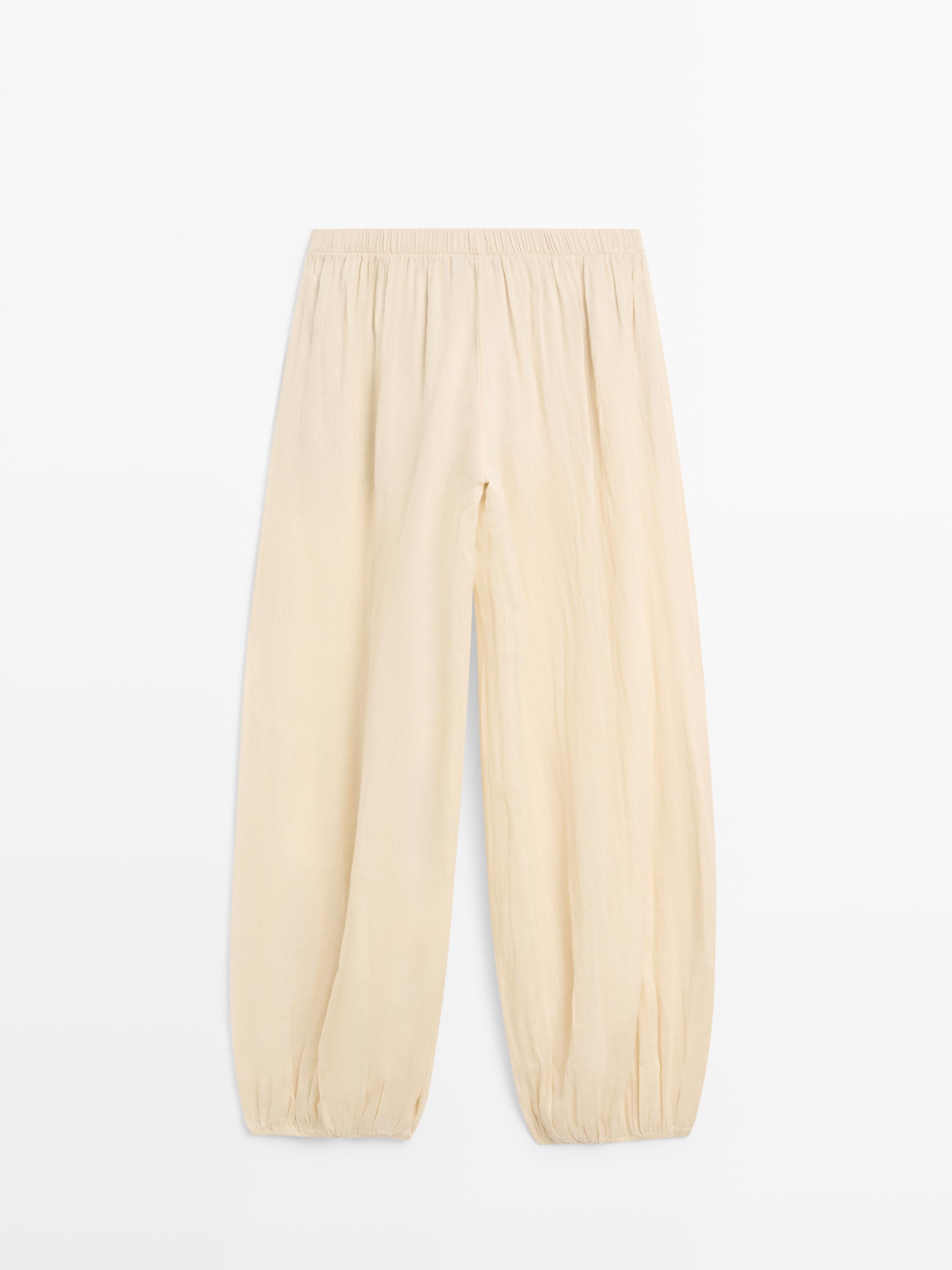 Flowing ramie sarouel trousers